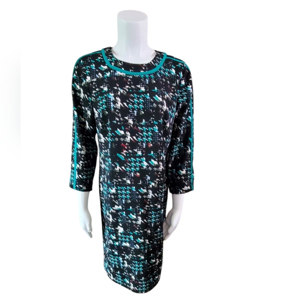 🦜 2/$10 Gabby Skye Black Multicolor Elegant Dress. Size 10. - Picture 2 of 10